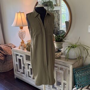 Sleeveless Olive Green Shirt Dress size 6